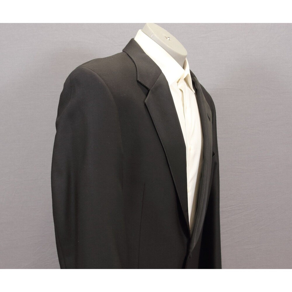 Joseph Abboud Mens Tuxedo 2 Piece Black Wool Nylon Blend 2 Btn 42R Pleated 32" W - Picture 5 of 11